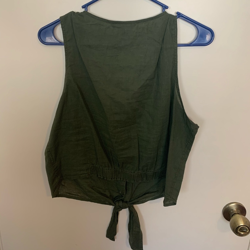 Utility Button Down Crop Top - Picture 2 of 2
